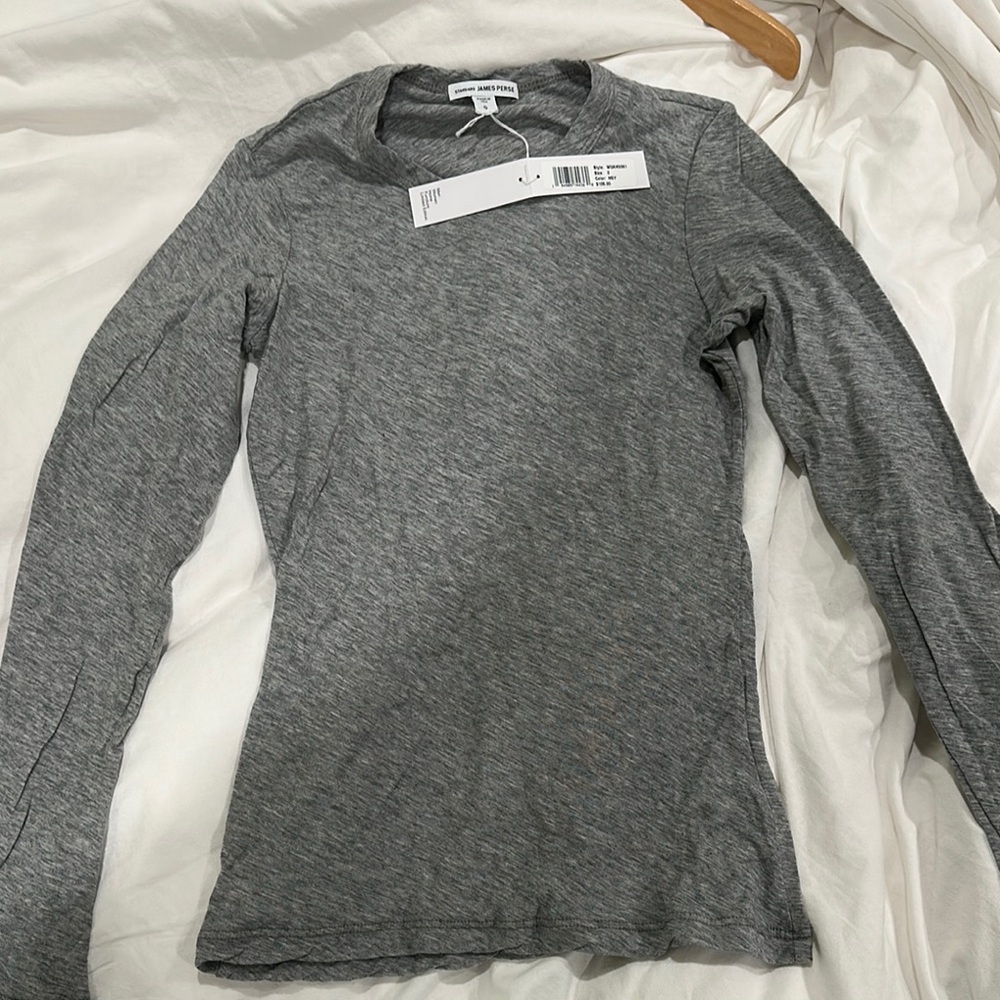 JAMES PERSE Womens Gray Long Sleeve Top